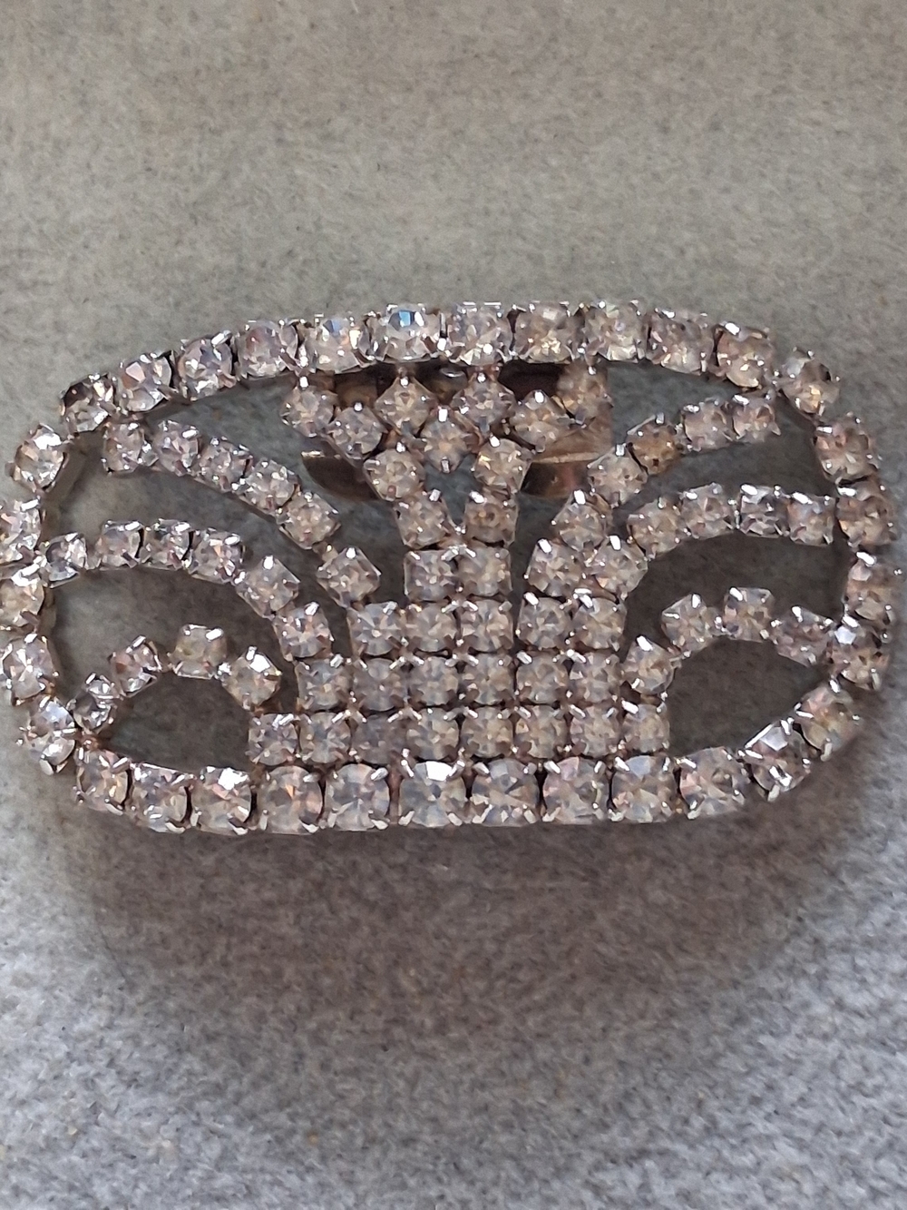 Crystal Rhinestone Oval Brooch - Sparkling Clear Accent Dress Clip